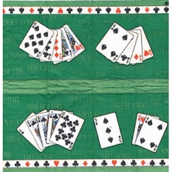 Chusteczka mini 21x21cm / Cena 1 sztuki / karty, zielone tło  / -3380-
